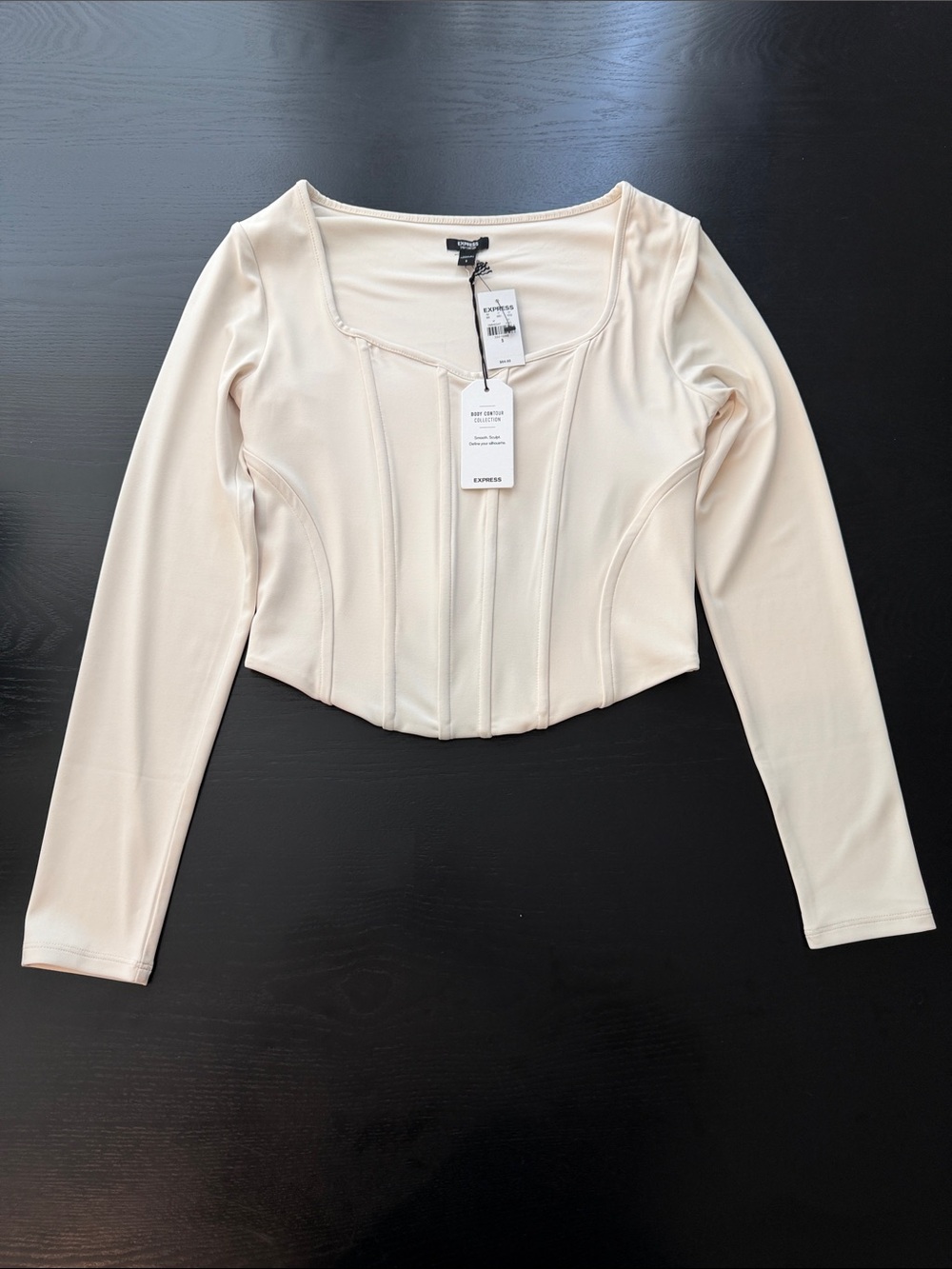 Express - Creamy Ivory Long Sleeve Corset Top